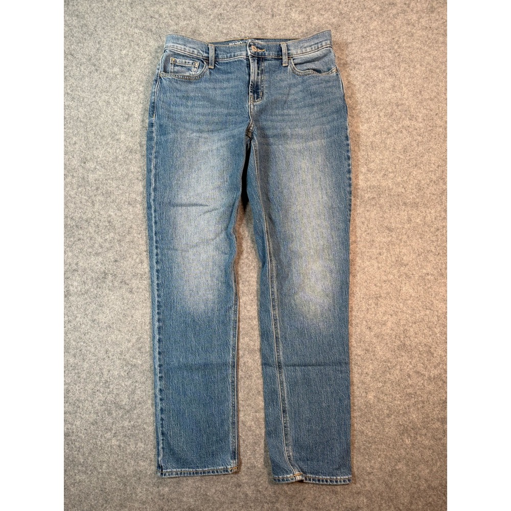 Old Navy Wow Boyfriend Jeans Womens 6 Medium Wash Mid Rise Straight Blue Denim